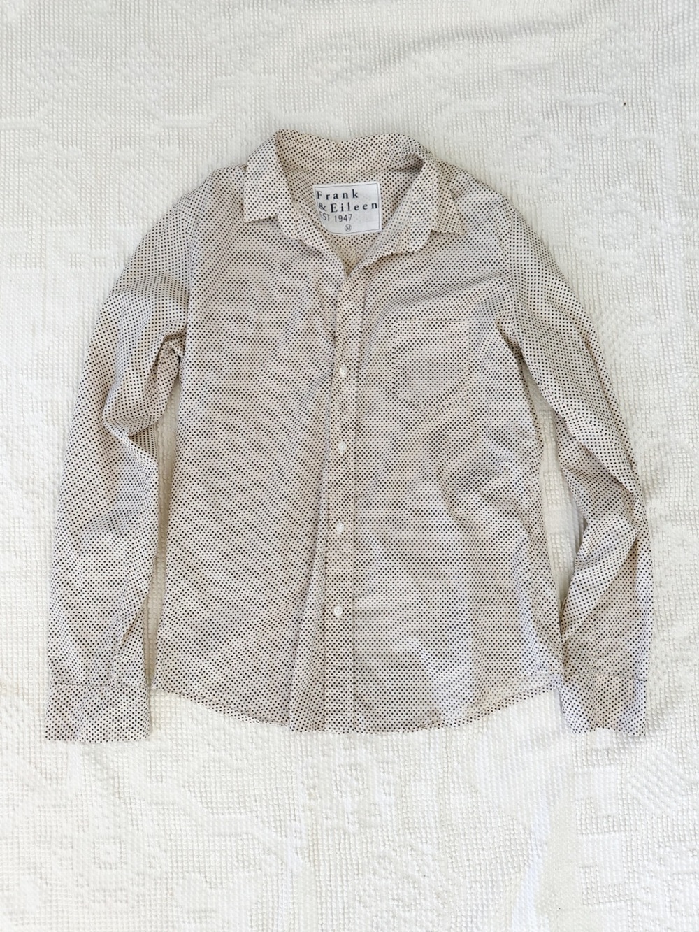 FRANK & EILEEN Barry Polka Dot Long Sleeve Button Up Shirt Top Medium